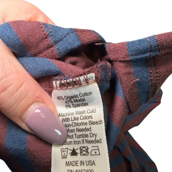 Amour Vert Cecilia Stripe Knit Tee XL Maple Azure Organic Cotton - Picture 5 of 6